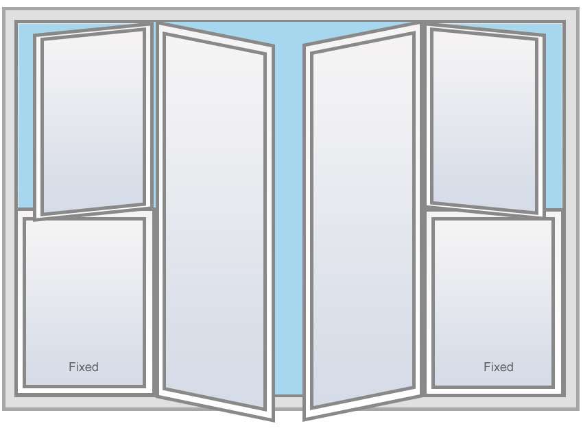 Both Panes are openable casement door + both side casement windows