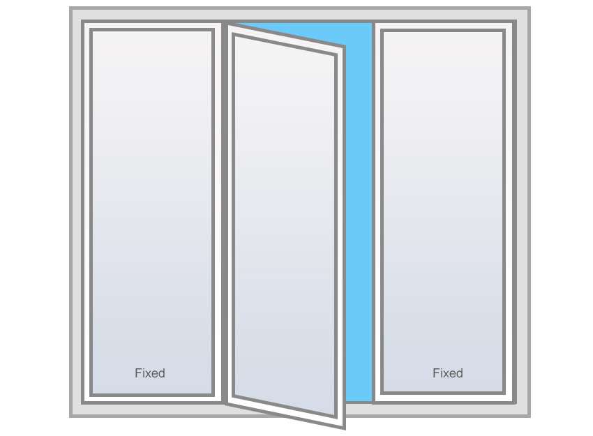 Both Side Fixed Portion with Single pane casement door