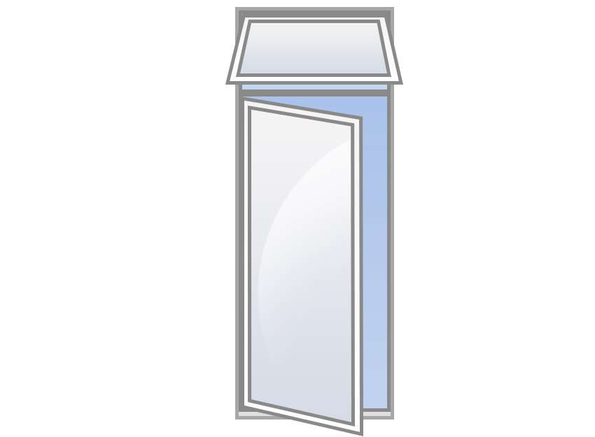 Single pane casement door with top ventilators window