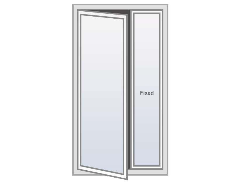 Single Pane Casement Aluminium Door with Fixed Portion for Better Daylight