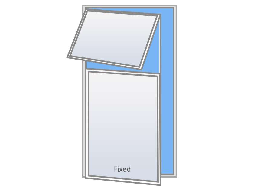 Single Casement window inbuilt with Hung window