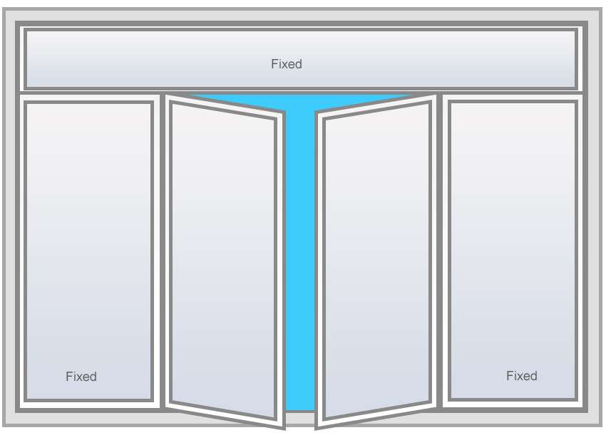 Both Side Fixed Portion + Top Fixed with Double pane casement door
