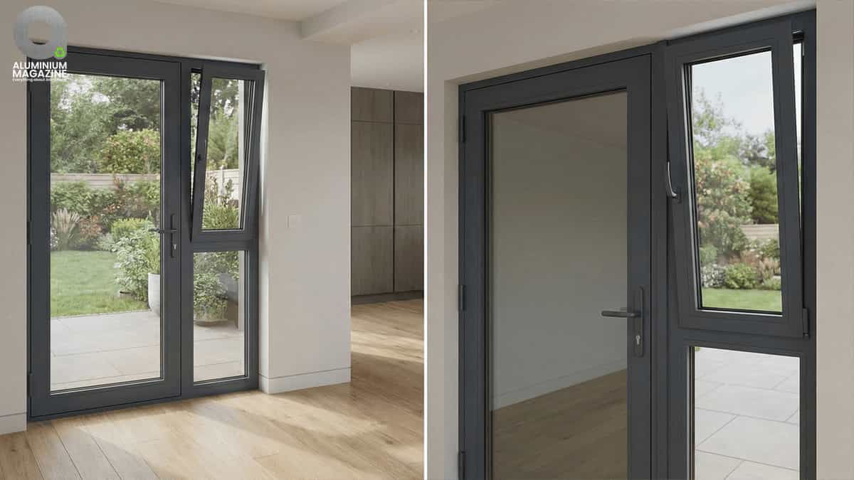Interior aluminium casement door passage view