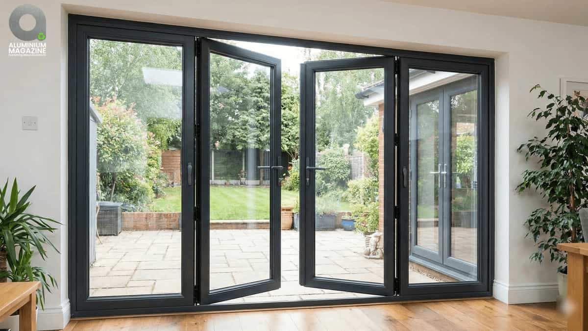 Aluminium casement doors facing garden