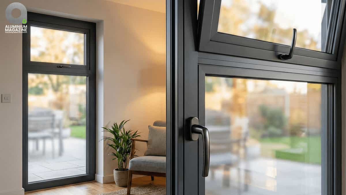 Aluminium casement door construction detail