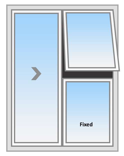 One Side Slide with Hung Window Option. But here need to close the window before opening the door.