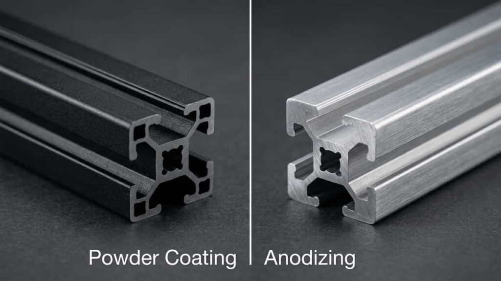 Powder coating vs anodizing finish comparison on aluminium extrusion profile