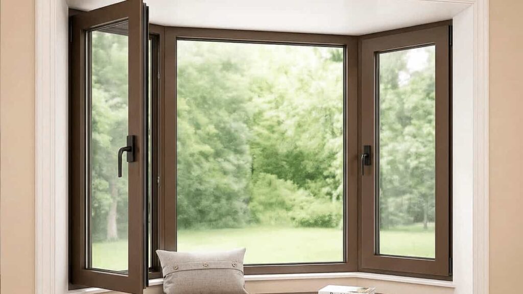 Open thermal break aluminium window showing natural ventilation and energy efficient home design