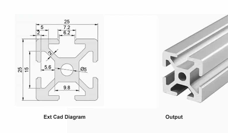 Aluminium Extrusion 3d cad diagram