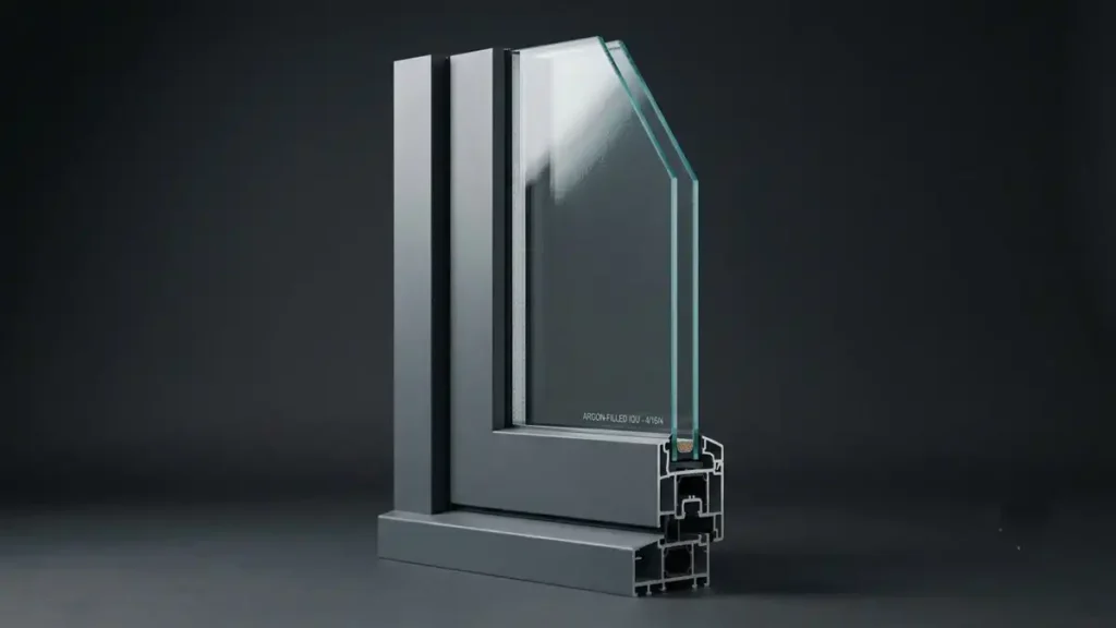 Double glazed glass unit with visible air gap