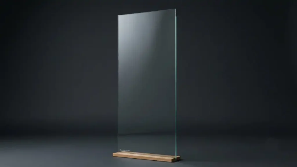 Tempered safety glass panel in studio