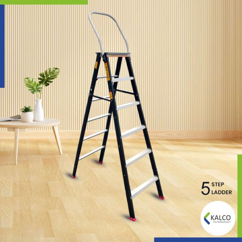 5 Step Ladder, Foldable with Top Support Handle and Top Metal Plate (Model: K-7023 in Medium)