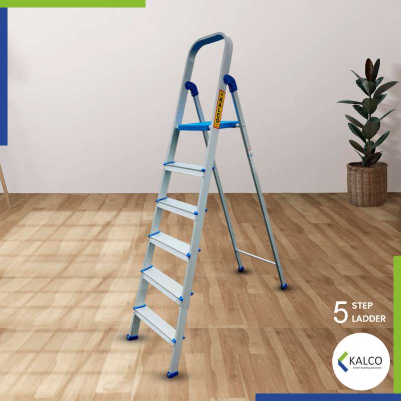 5 Step 6 feet Aluminium Ladder, Foldable and Flat Steps, Top handle and Top Plastic Plate