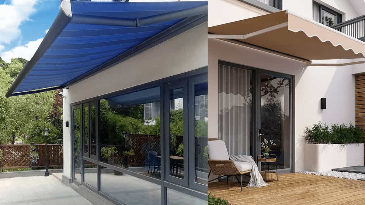 aluminium retractable awning over patio reducing heat and sunlight