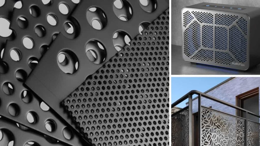 Perforated aluminum panels used for decorative screens, sun shading, and architectural ventilation.