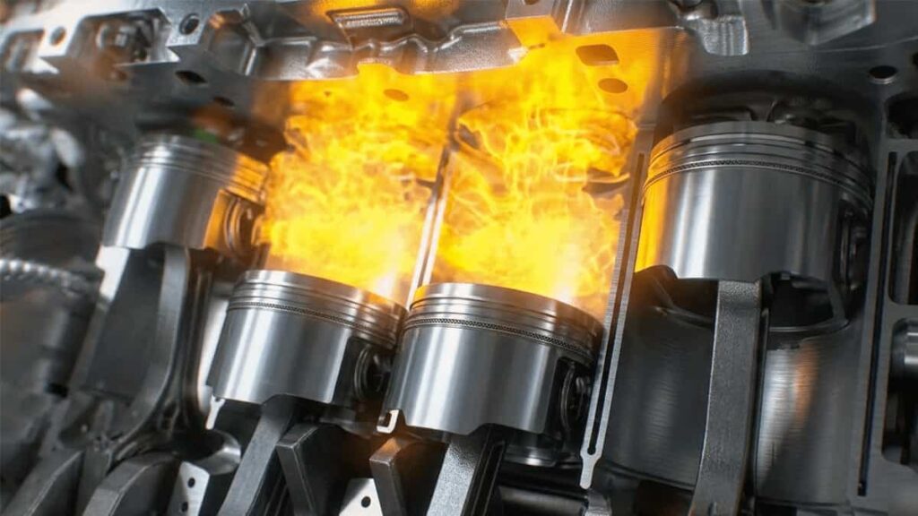 4032 aluminium piston operating inside internal combustion engine under high heat and pressure