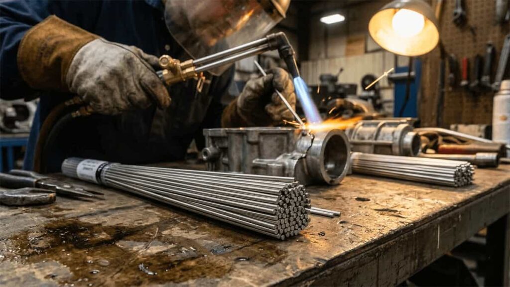 aluminum brazing rods used with propane torch for aluminum repair and joining