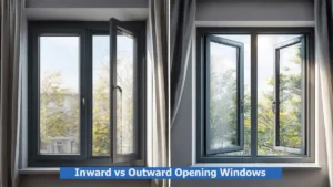 Outward vs inward opening casement window airflow comparison showing window opening direction
